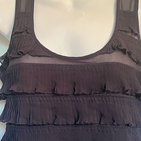 H&M Black Ruffled Mini Sundress Scoop Neck Sleeveless Sz Small - Picture 2 of 6